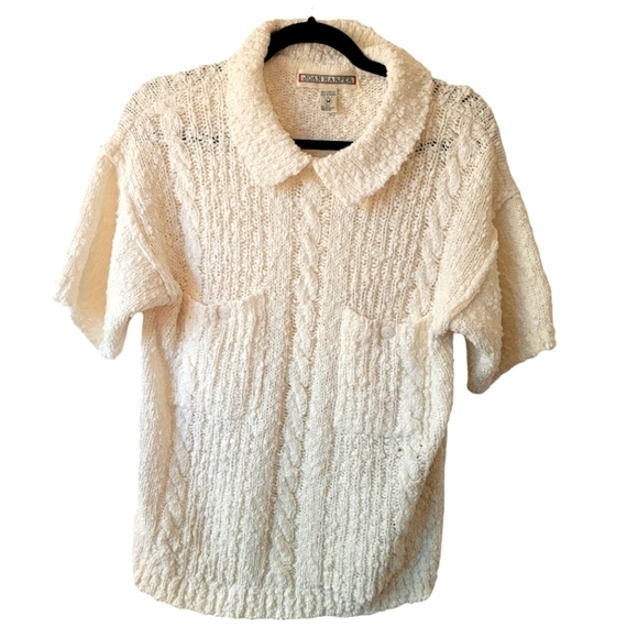 VINTAGE 1980s creamy beige pullover sweater open knit Joan Harper size m - Picture 1 of 6
